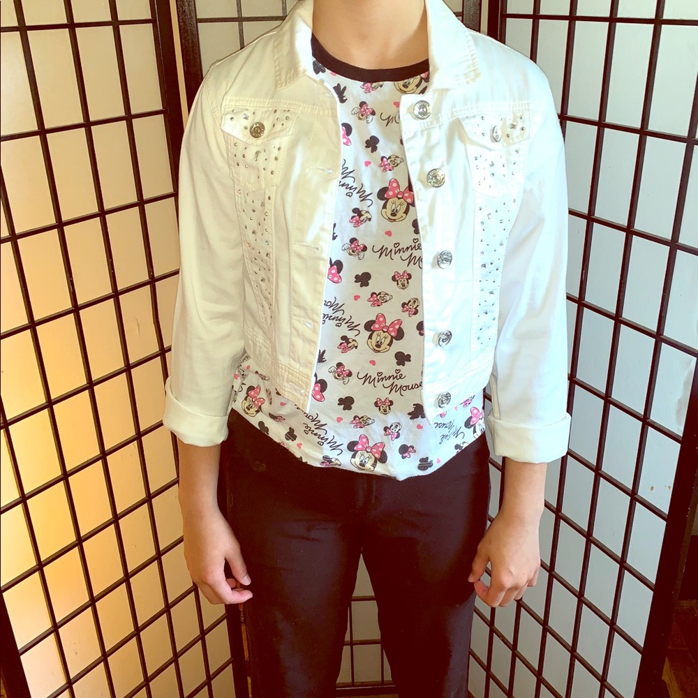 Justice white jean jacket